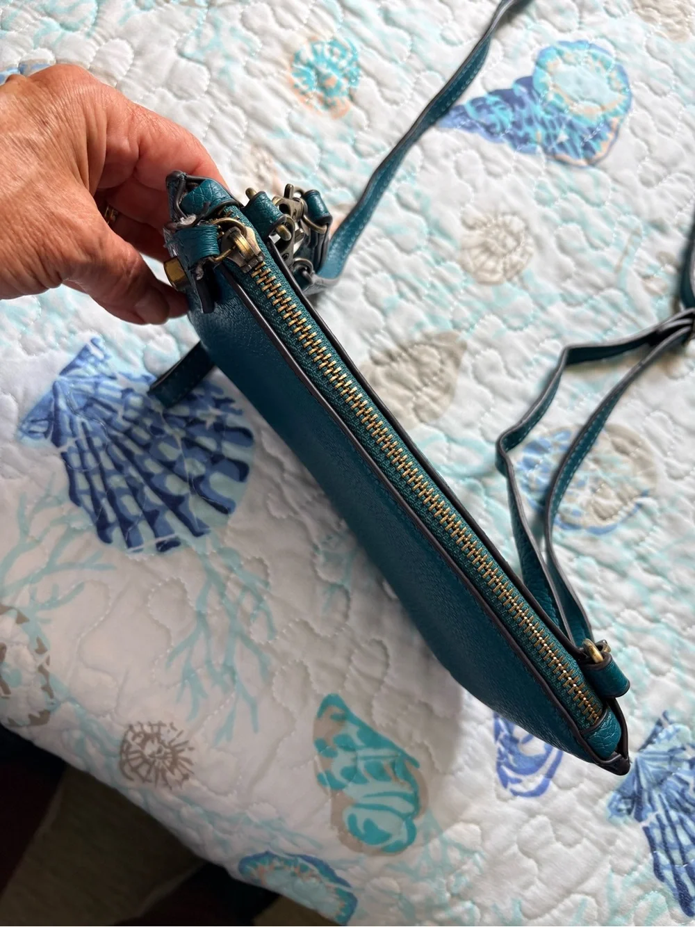 Teal Pebbled Leather Wristlet - Women Bags